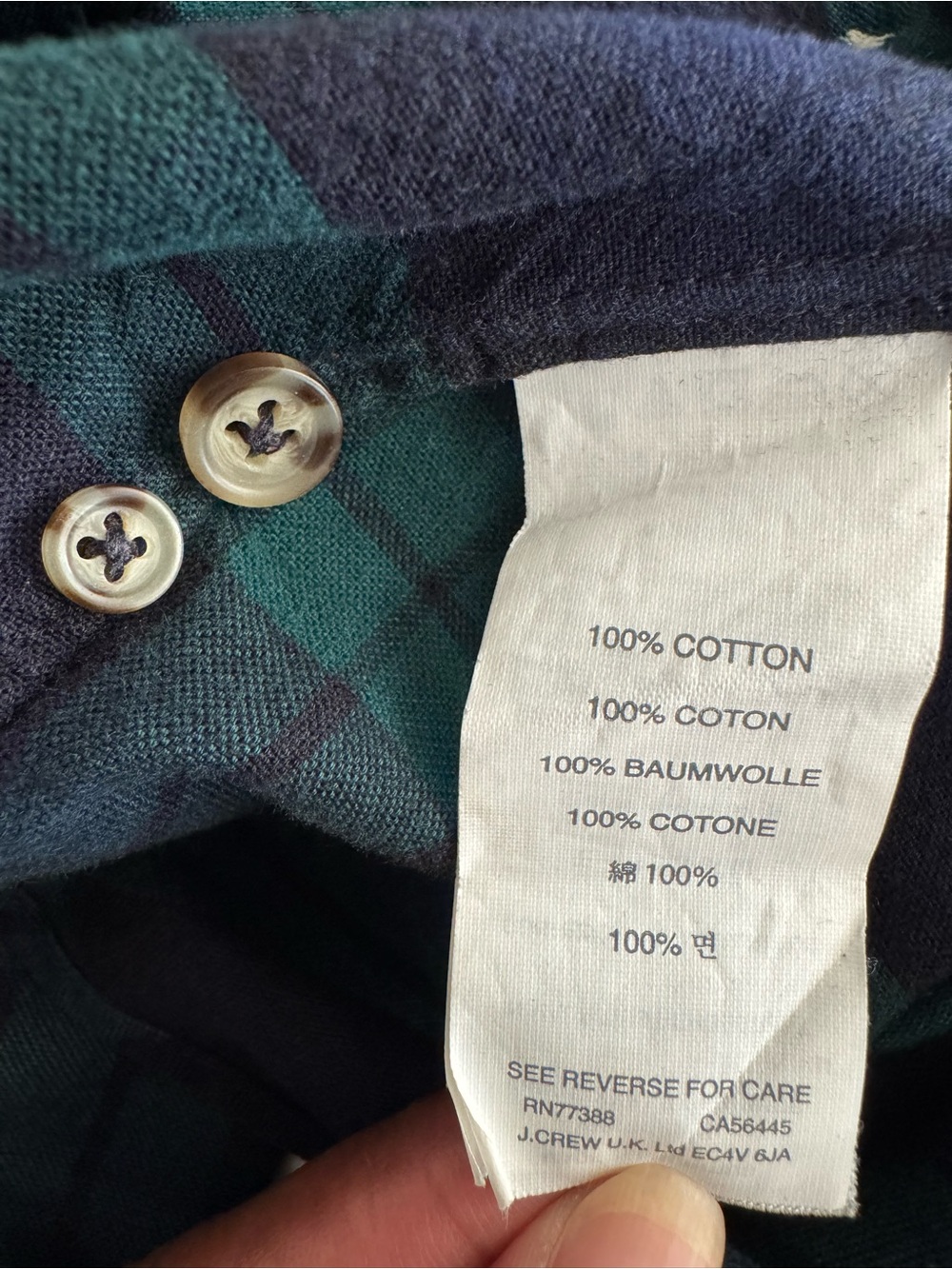 J. Crew Navy and Green Plaid Button-Down Shirt - Picture 4 of 4